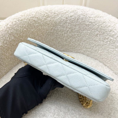 Chanel 24P Phone Holder Belt Bag with Adjustable Heart Chain in Mint Green Caviar and AGHW (Model: AP3762)