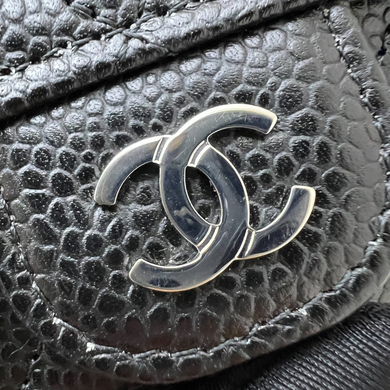 Chanel Classic Snap Card Holder in Black Caviar and SHW