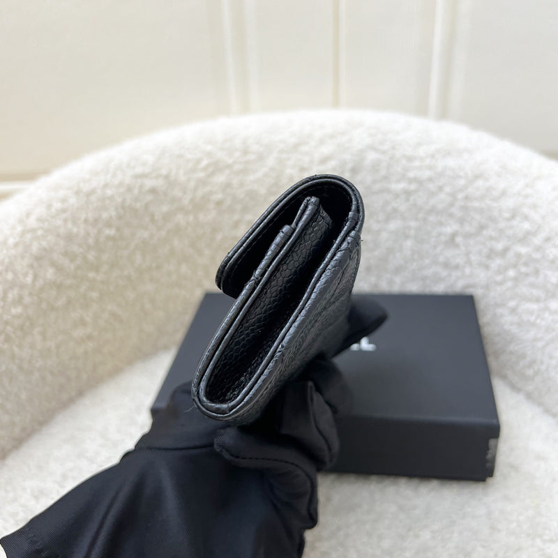 Chanel Classic Snap Card Holder in Black Caviar and SHW
