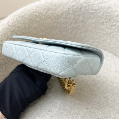 Chanel 24P Phone Holder Belt Bag with Adjustable Heart Chain in Mint Green Caviar and AGHW (Model: AP3762)