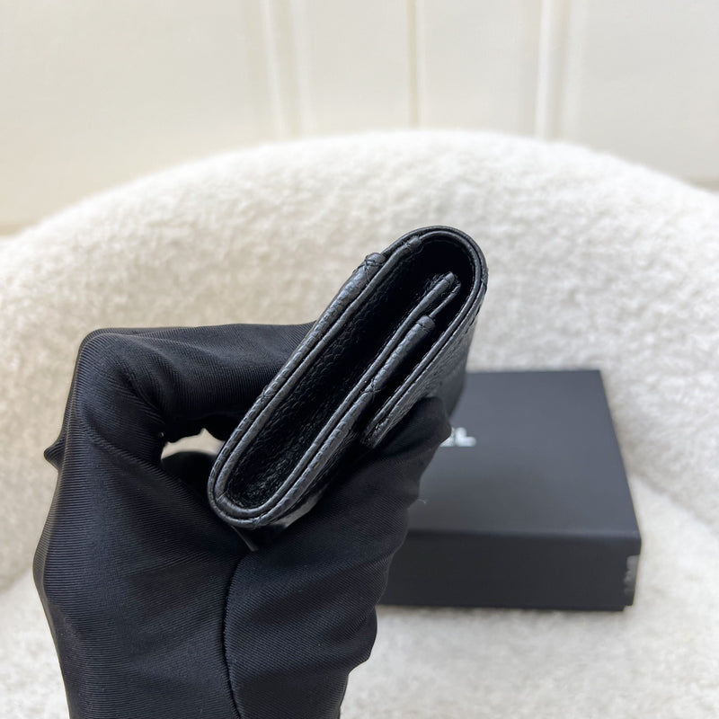 Chanel Classic Snap Card Holder in Black Caviar and SHW