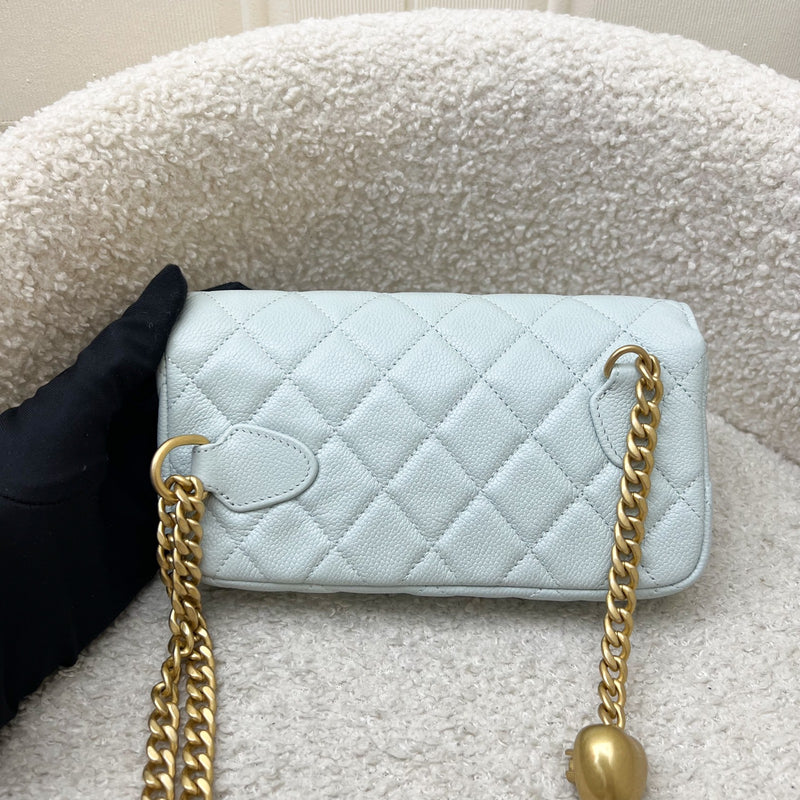 Chanel 24P Phone Holder Belt Bag with Adjustable Heart Chain in Mint Green Caviar and AGHW (Model: AP3762)
