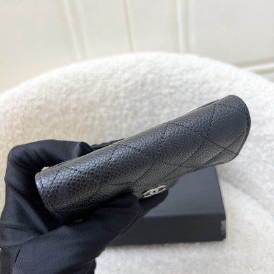 Chanel Classic Snap Card Holder in Black Caviar and SHW