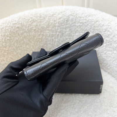Chanel Classic Snap Card Holder in Black Caviar and SHW