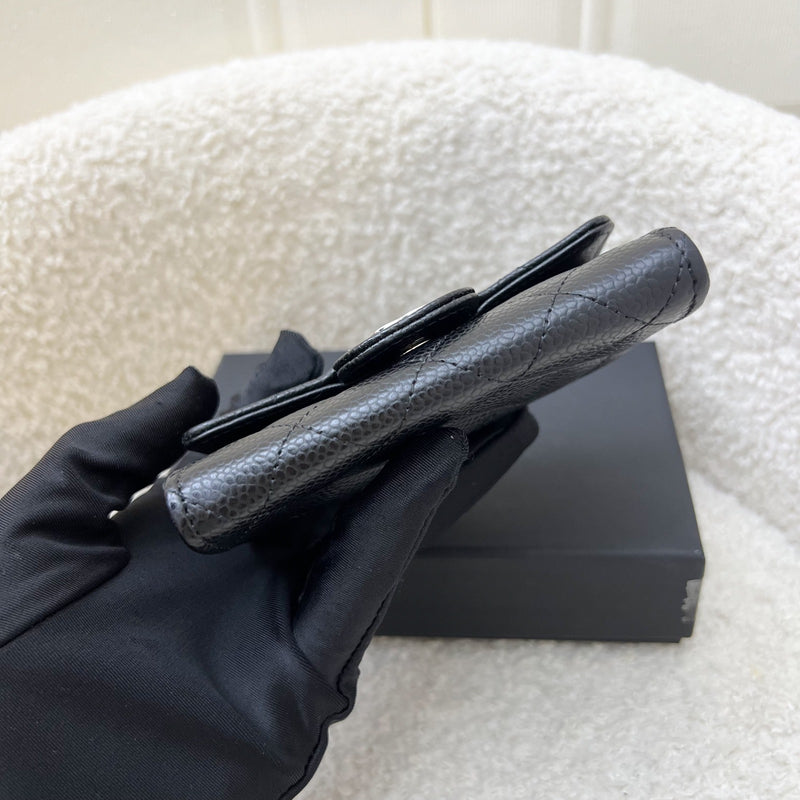 Chanel Classic Snap Card Holder in Black Caviar and SHW