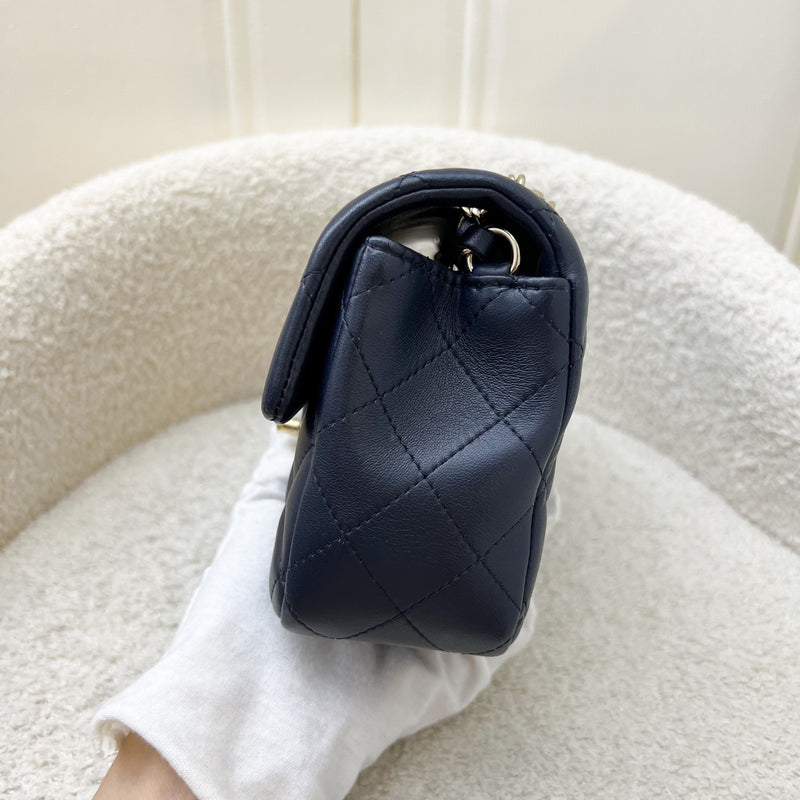 Chanel Classic Mini Rectangular Flap in Navy Lambskin and LGHW