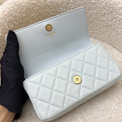 Chanel 24P Phone Holder Belt Bag with Adjustable Heart Chain in Mint Green Caviar and AGHW (Model: AP3762)