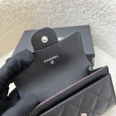 Chanel Classic Snap Card Holder in Black Caviar and SHW
