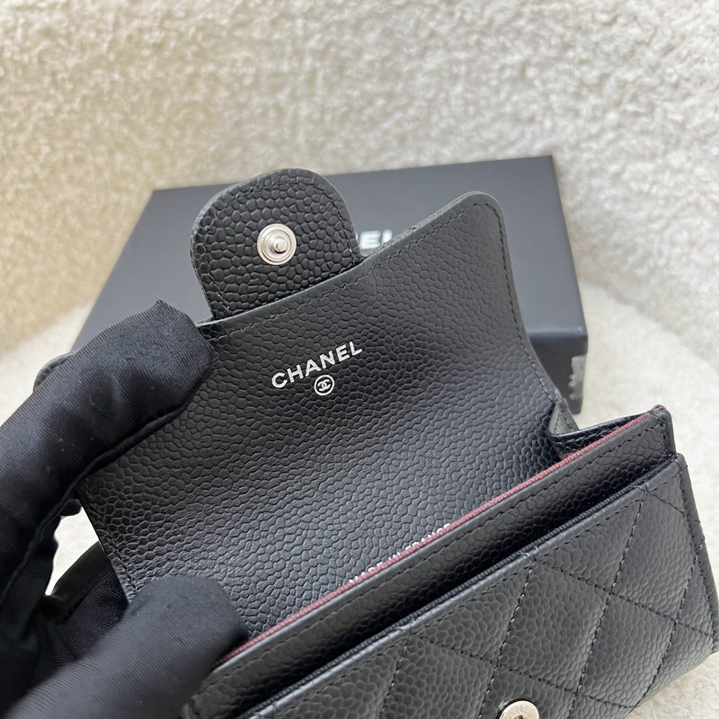 Chanel Classic Snap Card Holder in Black Caviar and SHW