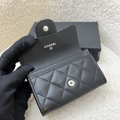 Chanel Classic Snap Card Holder in Black Caviar and SHW