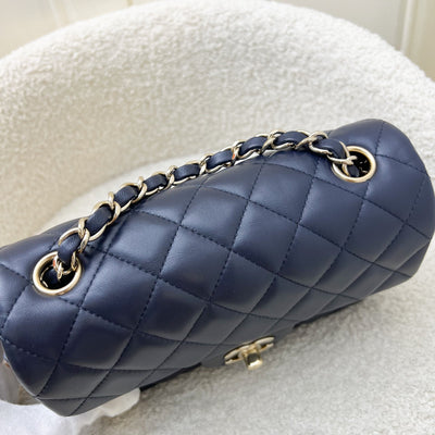 Chanel Classic Mini Rectangular Flap in Navy Lambskin and LGHW