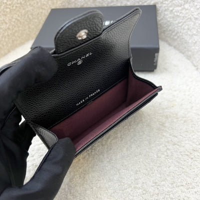 Chanel Classic Snap Card Holder in Black Caviar and SHW