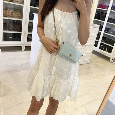 Chanel 24P Phone Holder Belt Bag with Adjustable Heart Chain in Mint Green Caviar and AGHW (Model: AP3762)