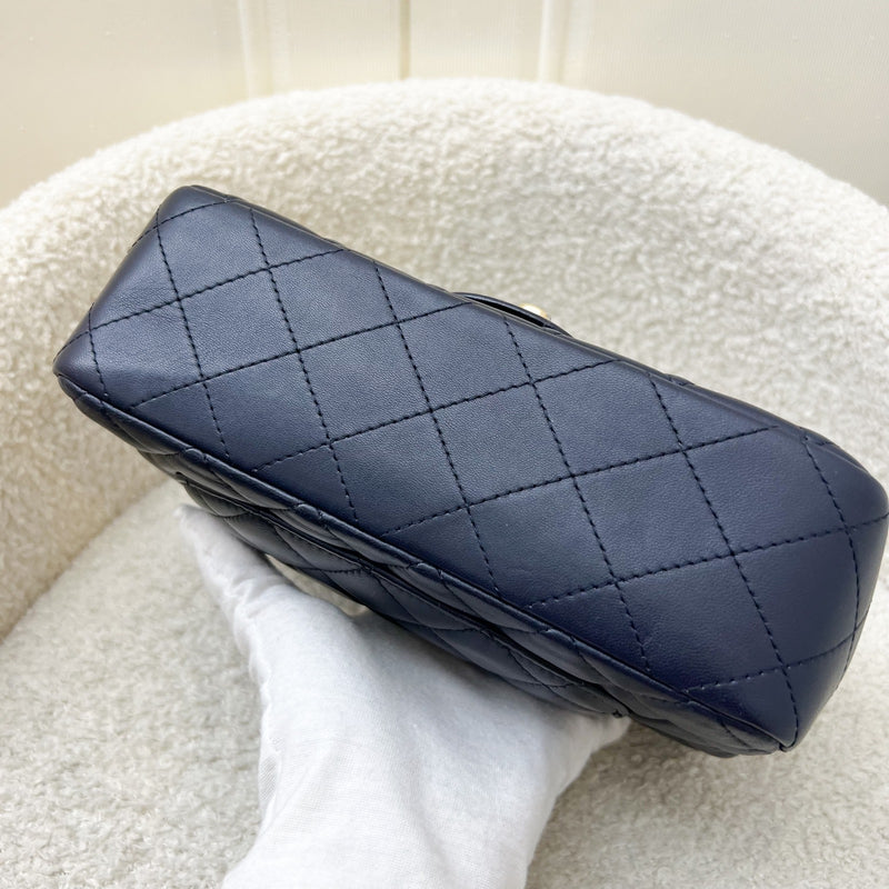Chanel Classic Mini Rectangular Flap in Navy Lambskin and LGHW
