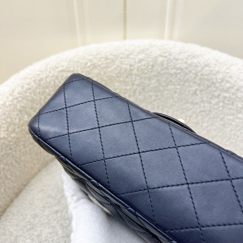 Chanel Classic Mini Rectangular Flap in Navy Lambskin and LGHW