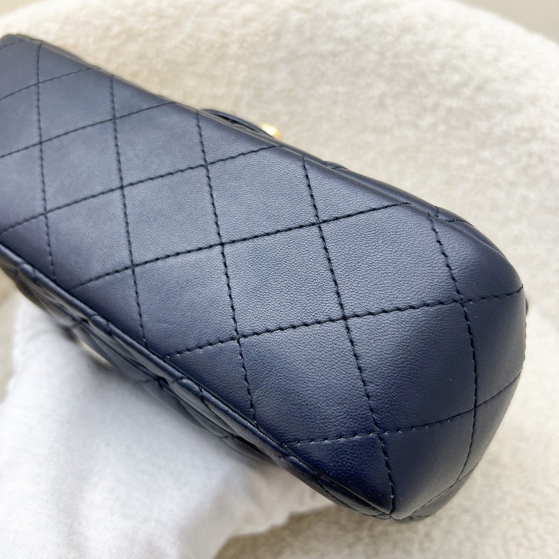 Chanel Classic Mini Rectangular Flap in Navy Lambskin and LGHW