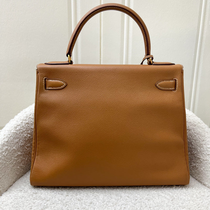 Hermes Vintage Kelly 28 in Gold Courcheval / Epsom Leather and GHW