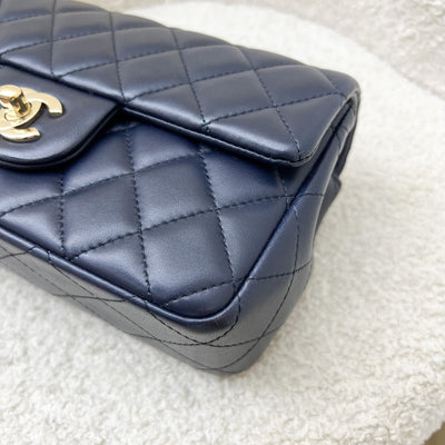 Chanel Classic Mini Rectangular Flap in Navy Lambskin and LGHW
