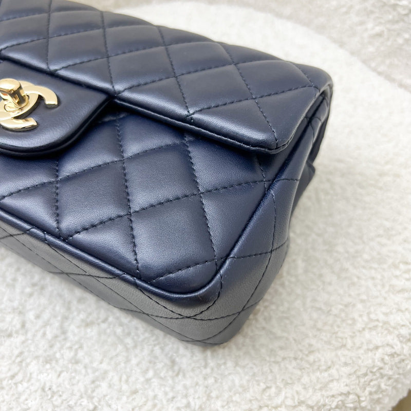 Chanel Classic Mini Rectangular Flap in Navy Lambskin and LGHW