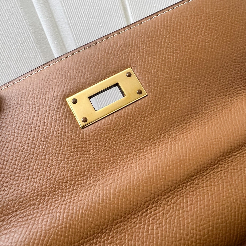 Hermes Vintage Kelly 28 in Gold Courcheval / Epsom Leather and GHW