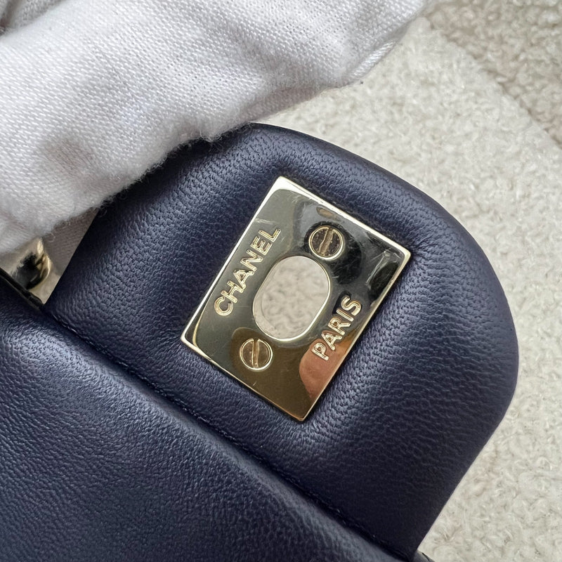 Chanel Classic Mini Rectangular Flap in Navy Lambskin and LGHW