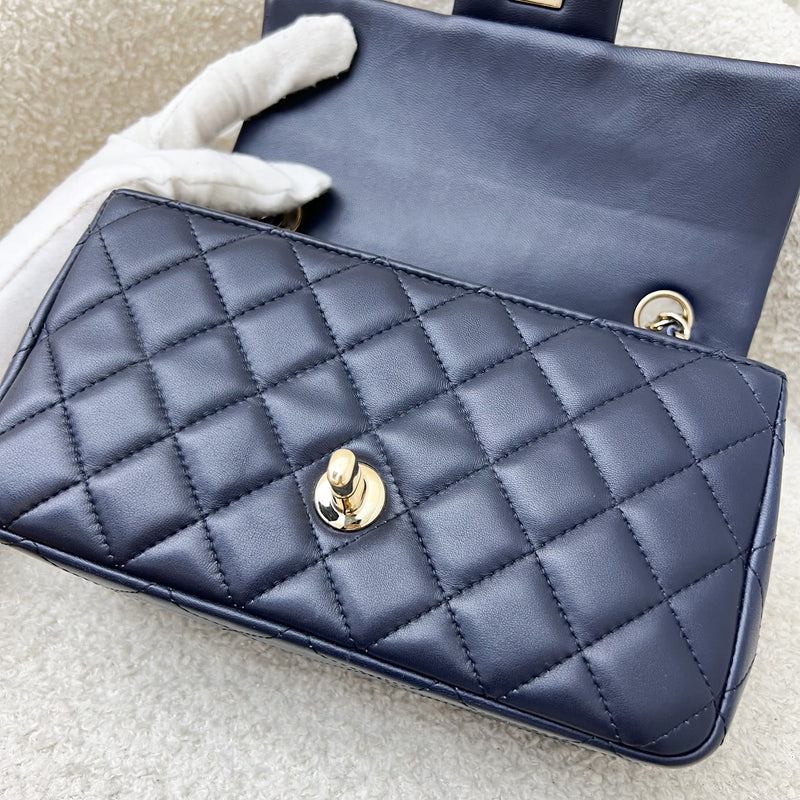 Chanel Classic Mini Rectangular Flap in Navy Lambskin and LGHW