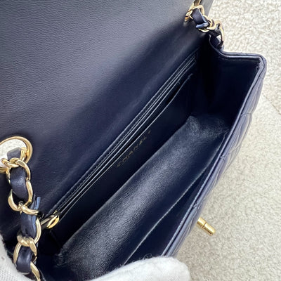 Chanel Classic Mini Rectangular Flap in Navy Lambskin and LGHW