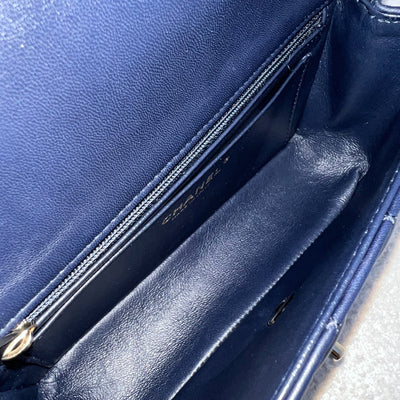 Chanel Classic Mini Rectangular Flap in Navy Lambskin and LGHW