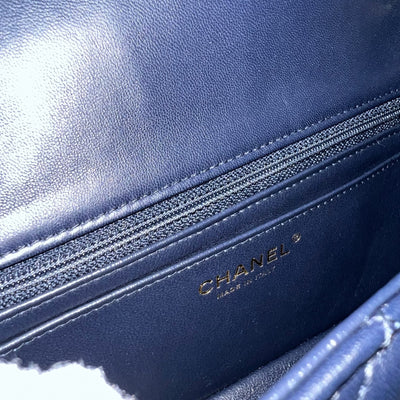 Chanel Classic Mini Rectangular Flap in Navy Lambskin and LGHW