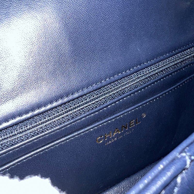 Chanel Classic Mini Rectangular Flap in Navy Lambskin and LGHW