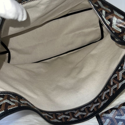 [Brand New] Goyard Boheme PM Hobo Bag in Black Signature Goyardine Canvas