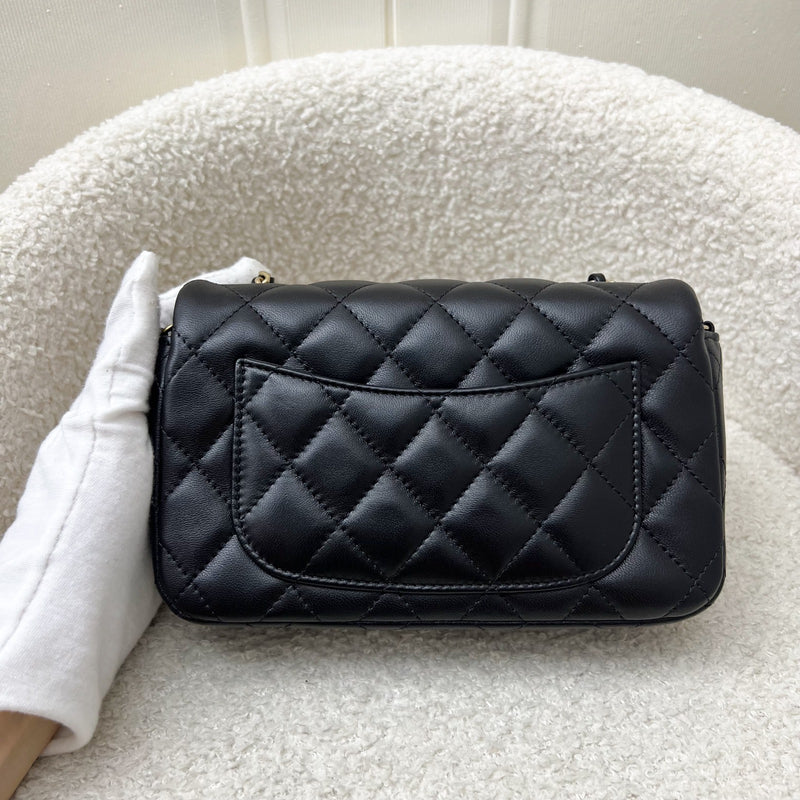 Chanel 24K Extra Mini Rectangle Classic Flap in Black Lambskin and GHW