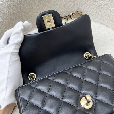 Chanel 24K Extra Mini Rectangle Classic Flap in Black Lambskin and GHW