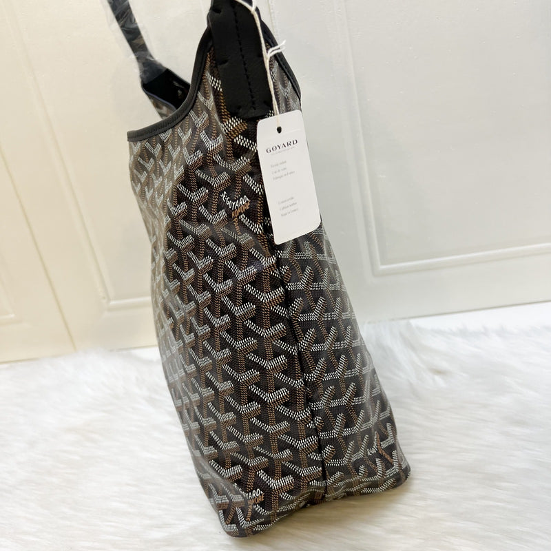 [Brand New] Goyard Boheme PM Hobo Bag in Black Signature Goyardine Canvas
