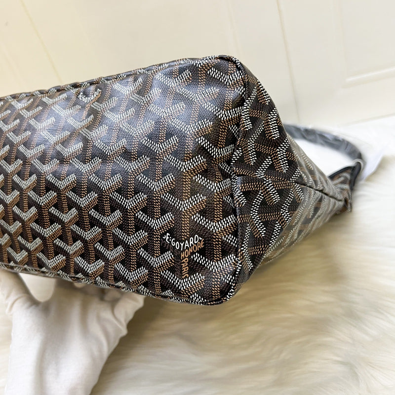 [Brand New] Goyard Boheme PM Hobo Bag in Black Signature Goyardine Canvas
