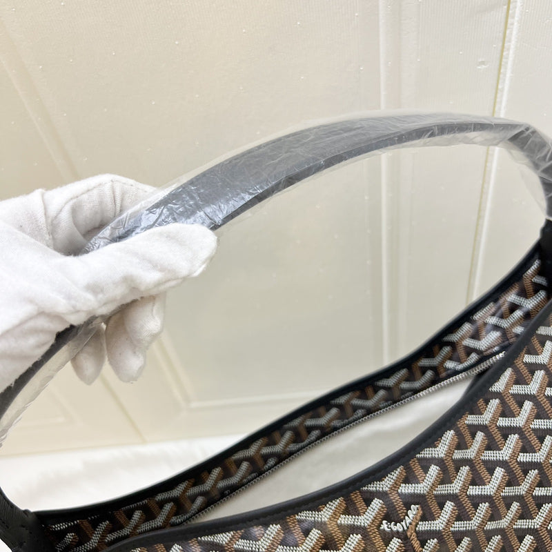 [Brand New] Goyard Boheme PM Hobo Bag in Black Signature Goyardine Canvas
