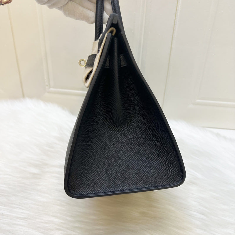 [Full Set - W Stamp] Hermes Birkin 25 Sellier in Noir Black Epsom Leather and PHW