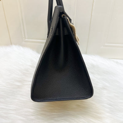 [Full Set - W Stamp] Hermes Birkin 25 Sellier in Noir Black Epsom Leather and PHW