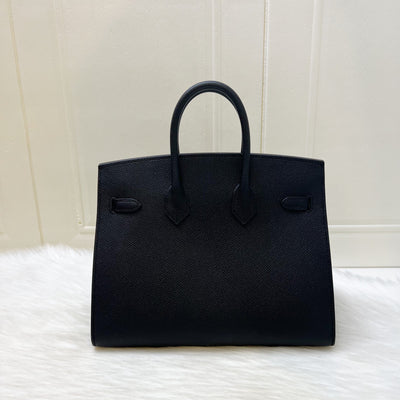 [Full Set - W Stamp] Hermes Birkin 25 Sellier in Noir Black Epsom Leather and PHW