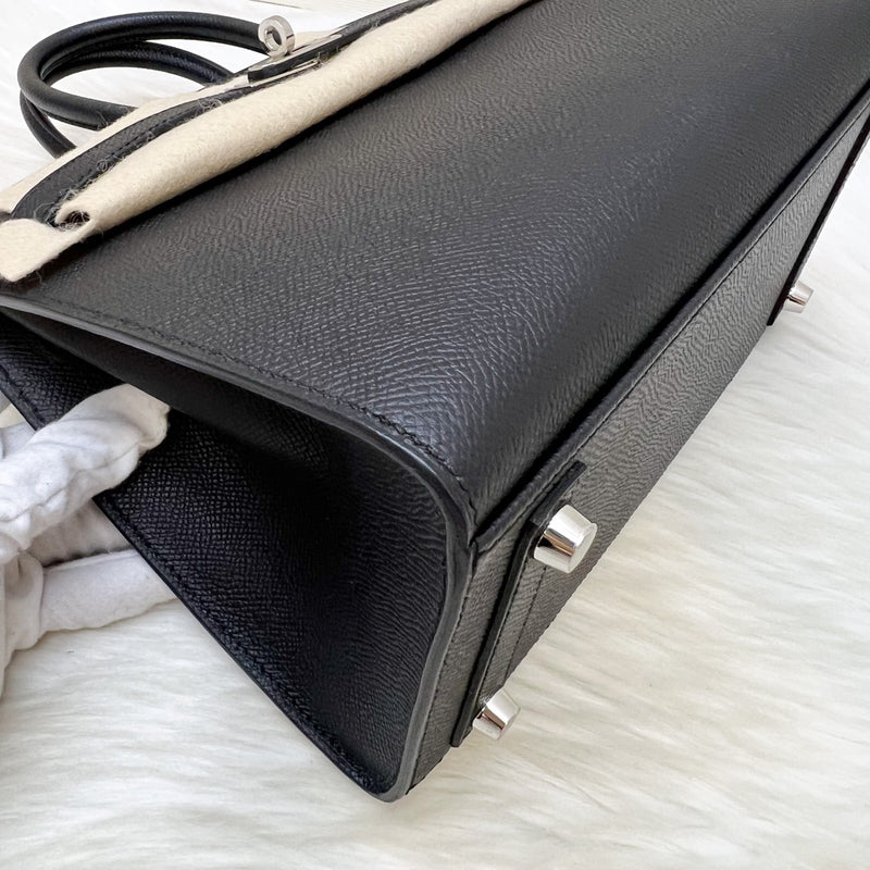 [Full Set - W Stamp] Hermes Birkin 25 Sellier in Noir Black Epsom Leather and PHW