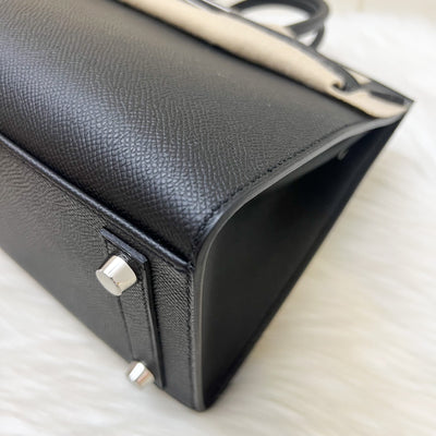 [Full Set - W Stamp] Hermes Birkin 25 Sellier in Noir Black Epsom Leather and PHW