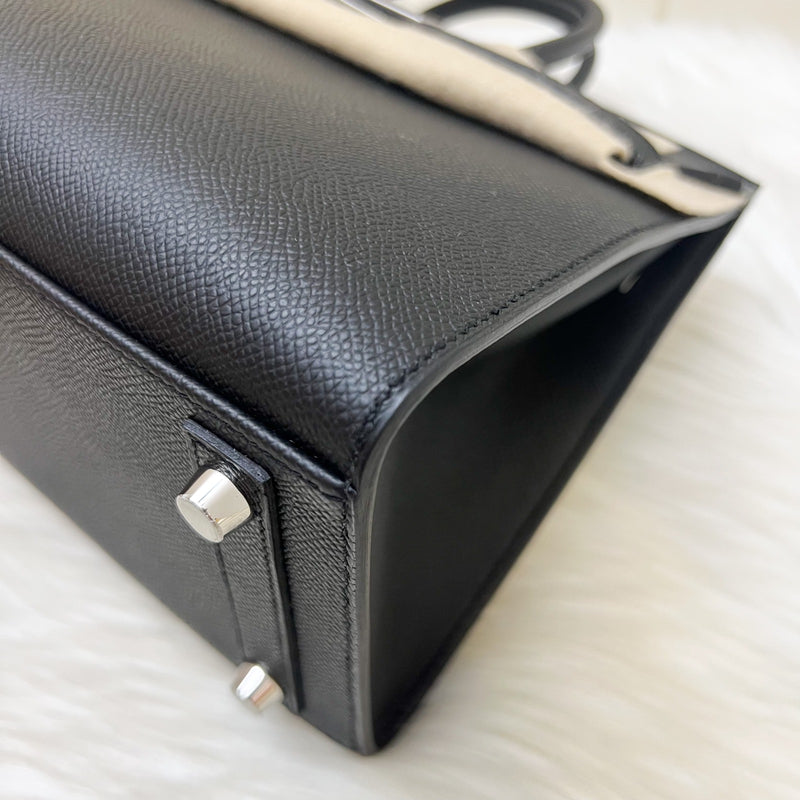 [Full Set - W Stamp] Hermes Birkin 25 Sellier in Noir Black Epsom Leather and PHW