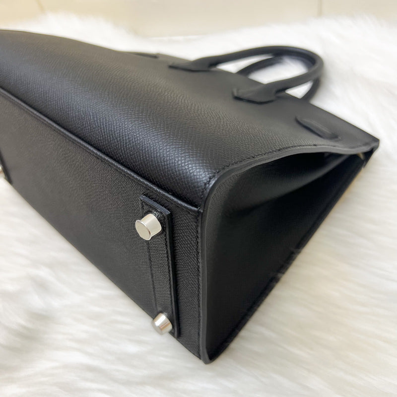 [Full Set - W Stamp] Hermes Birkin 25 Sellier in Noir Black Epsom Leather and PHW