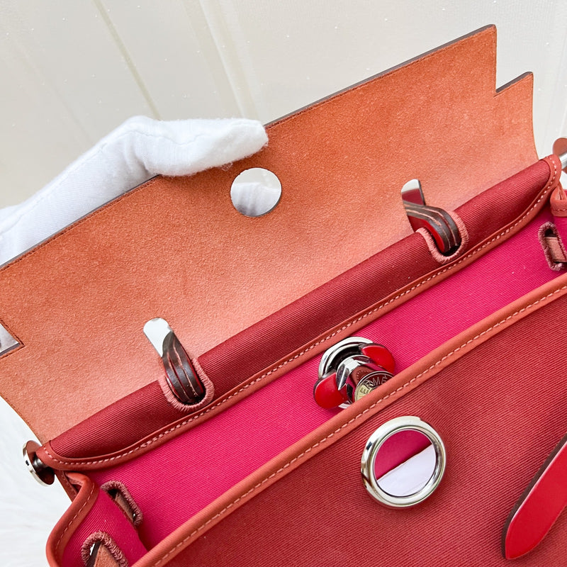 Hermes Herbag 31 in Rouge Venitien-Rouge Extreme Toile Officier Canvas and Rouge Piment Vache Hunter Leather and PHW