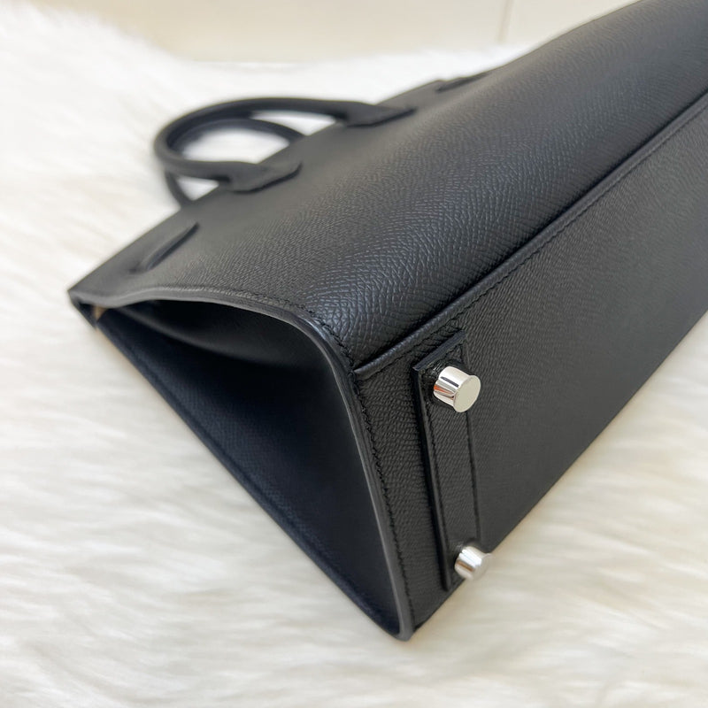 [Full Set - W Stamp] Hermes Birkin 25 Sellier in Noir Black Epsom Leather and PHW