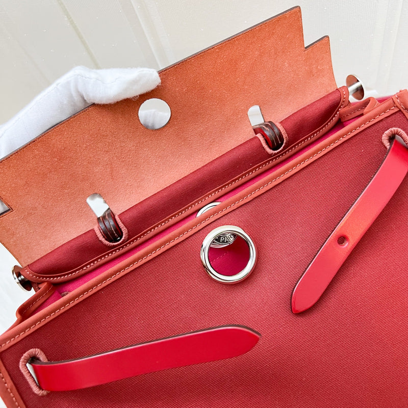 Hermes Herbag 31 in Rouge Venitien-Rouge Extreme Toile Officier Canvas and Rouge Piment Vache Hunter Leather and PHW