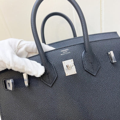 [Full Set - W Stamp] Hermes Birkin 25 Sellier in Noir Black Epsom Leather and PHW