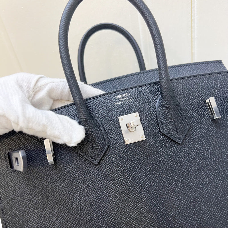 [Full Set - W Stamp] Hermes Birkin 25 Sellier in Noir Black Epsom Leather and PHW