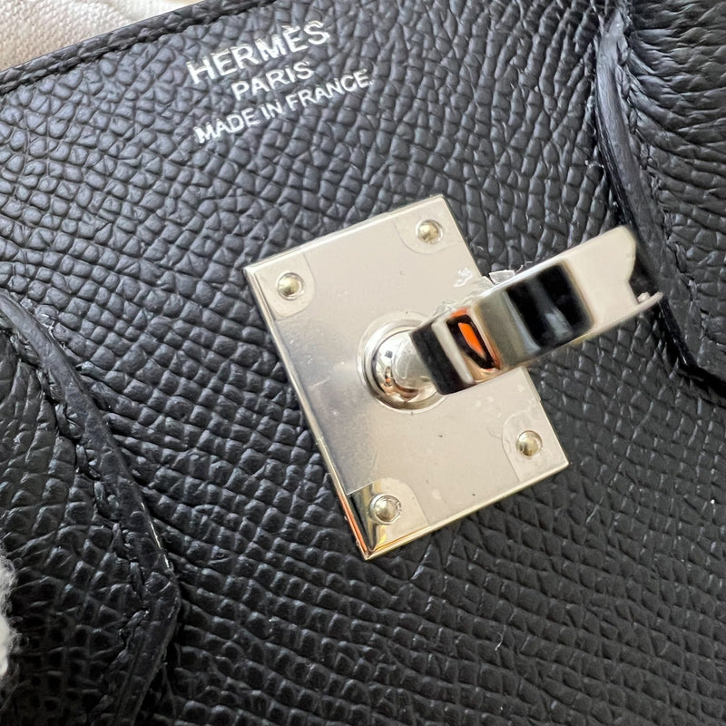 [Full Set - W Stamp] Hermes Birkin 25 Sellier in Noir Black Epsom Leather and PHW