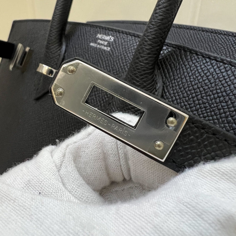 [Full Set - W Stamp] Hermes Birkin 25 Sellier in Noir Black Epsom Leather and PHW